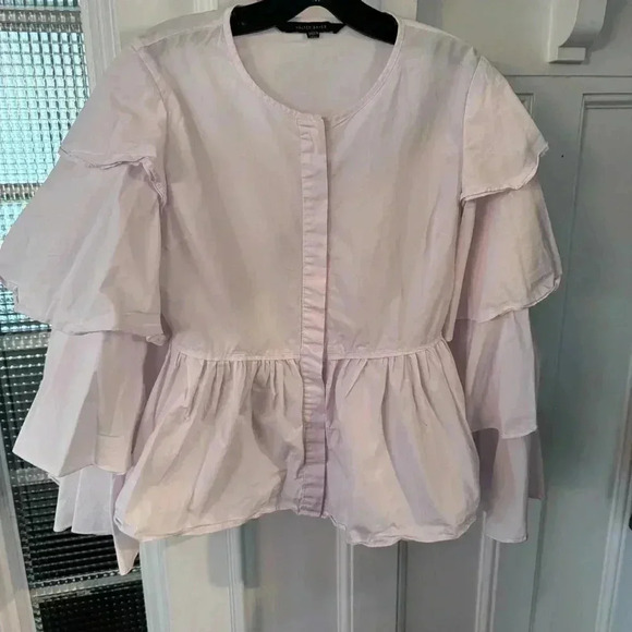 Walter Baker Women's Size Small Light Pink Tiered Ruffle Sleeves - Picture 4 of 9